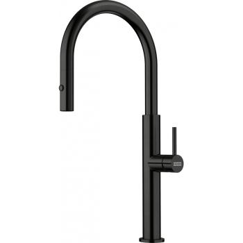 Franke Pescara J Auszugsbrause - Hochdruckarmatur mit 5 Jahre Garantie, Industrial Black, 115.0741.695, ca. 46,7 cm Hoch